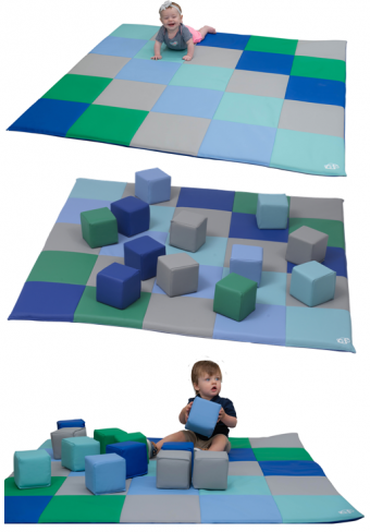 Patchwork Crawly Mat and Toddler Baby Blocks - Contemporary