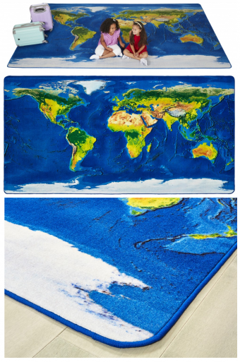 Pixel Perfect Collection: Learn Our Earth Map Rug